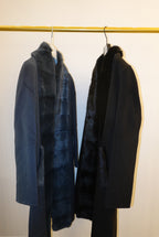 Blue cashmere coat with mink fur