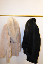 Beige sheep coat with fox fur 