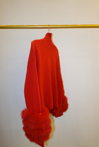 Red Turtleneck with detachable fur cuff