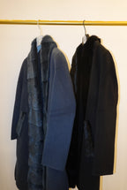 Blue cashmere coat with mink fur
