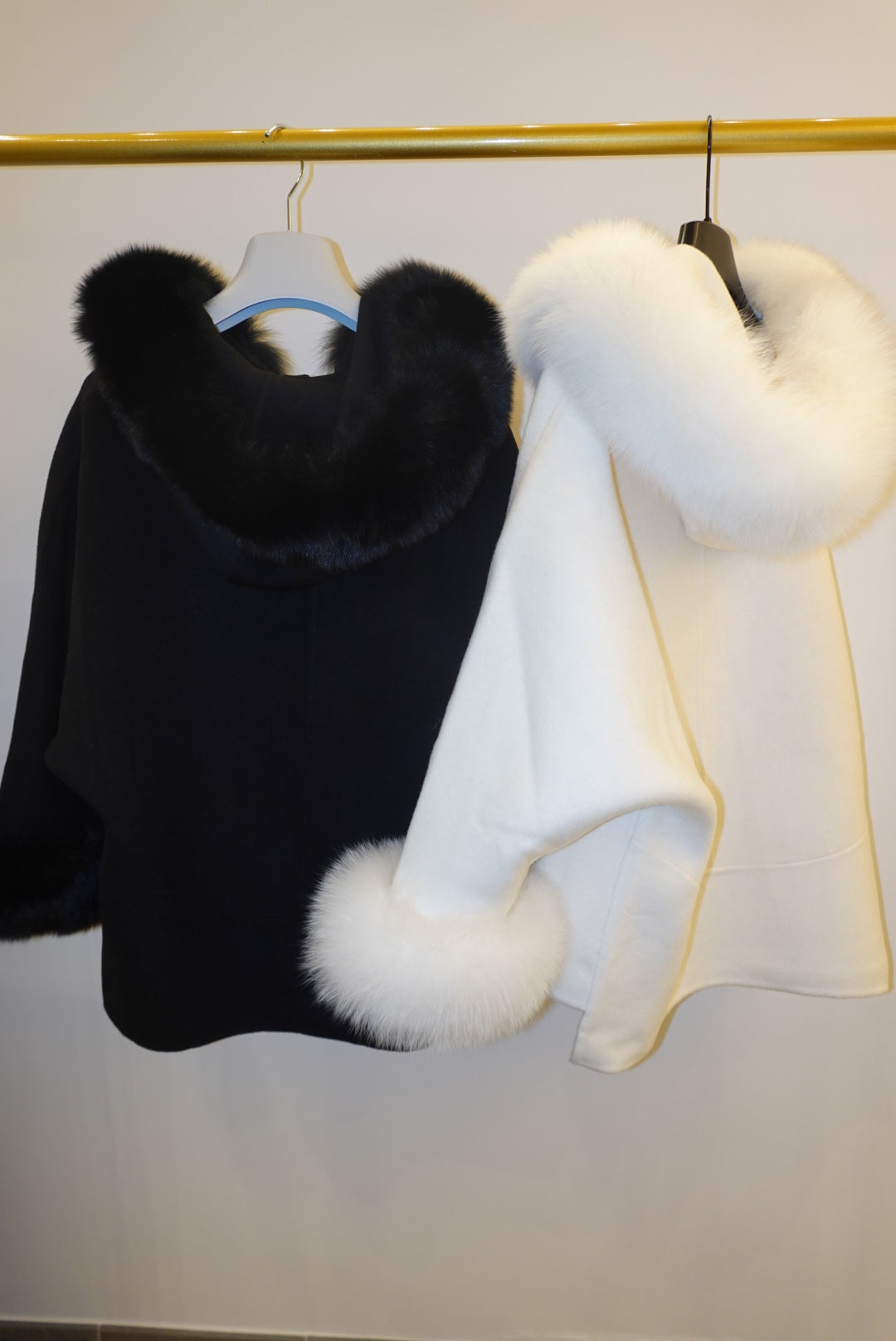 Black and white cashmere coat 