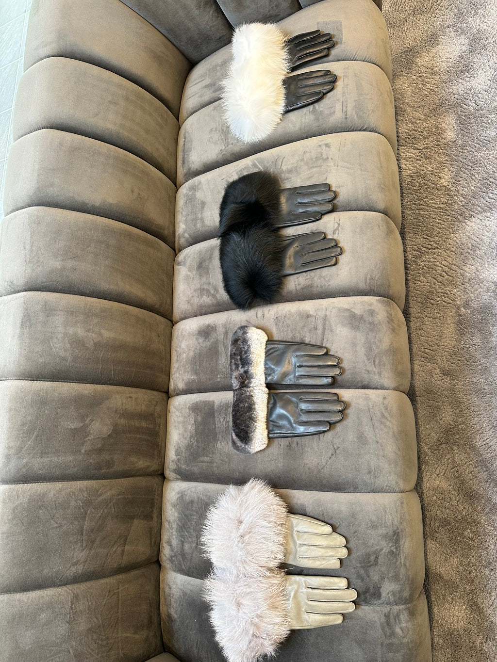Leather Gloves with Fur Accents