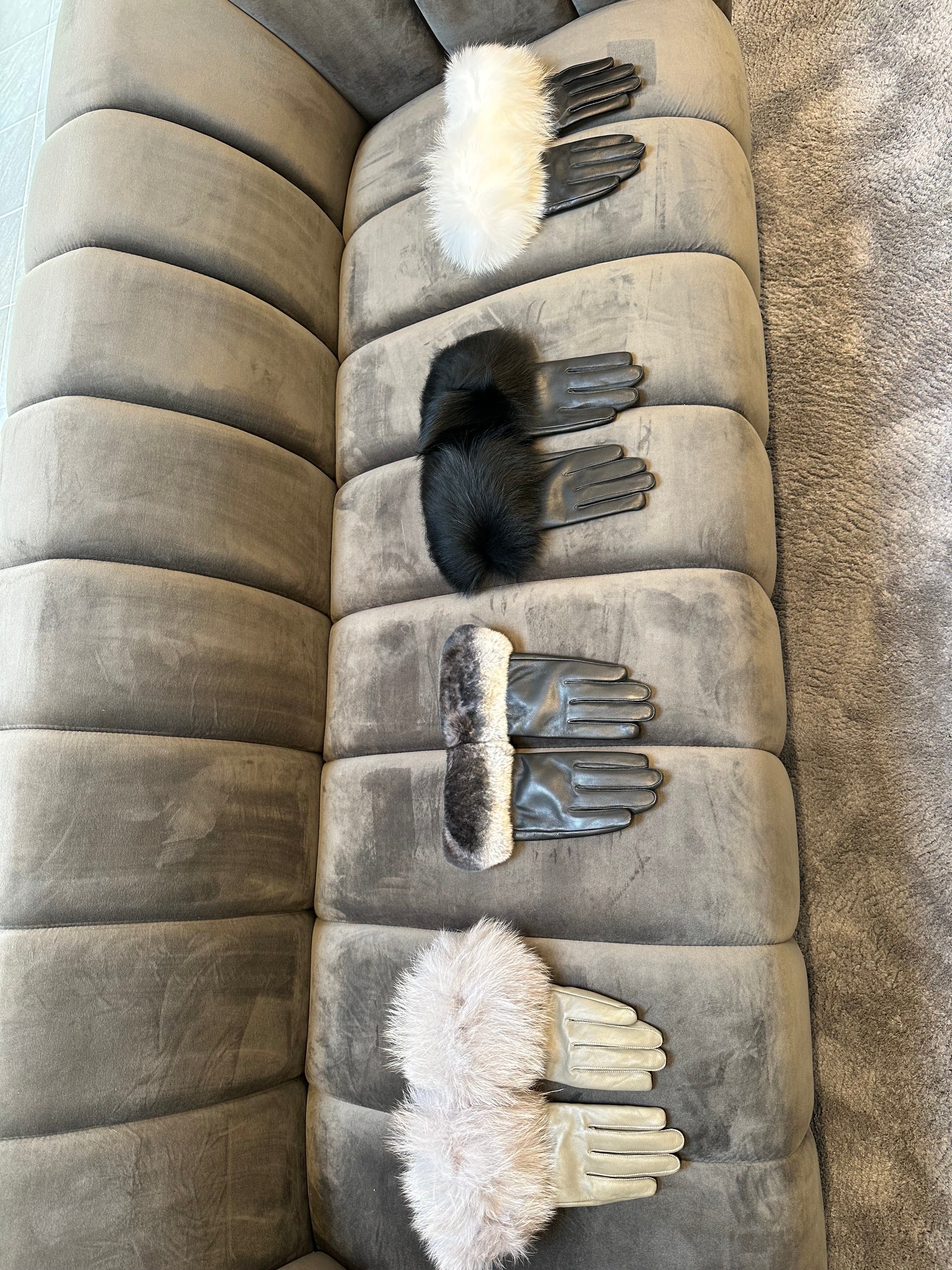 Leather Gloves with Fur Accents