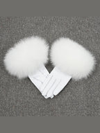 Colourful Leather Gloves with Fur Accents