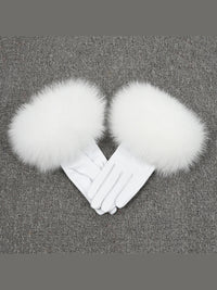 Colourful Leather Gloves with Fur Accents