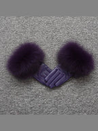 Colourful Leather Gloves with Fur Accents