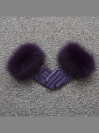 Colourful Leather Gloves with Fur Accents