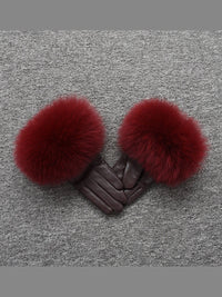 Colourful Leather Gloves with Fur Accents